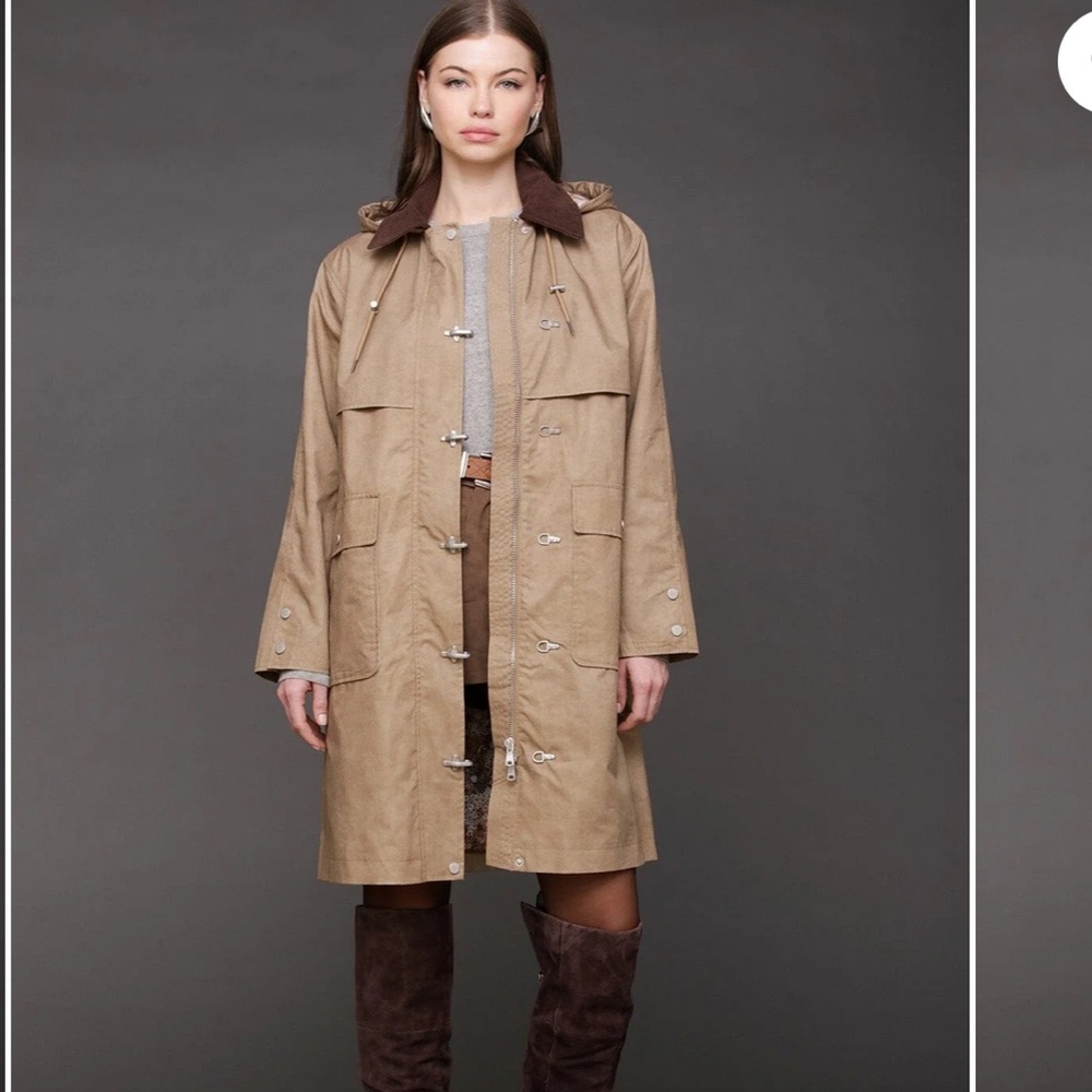 NWT Avec Les Filles Toggle-Front Cotton Rain Anorak Size M